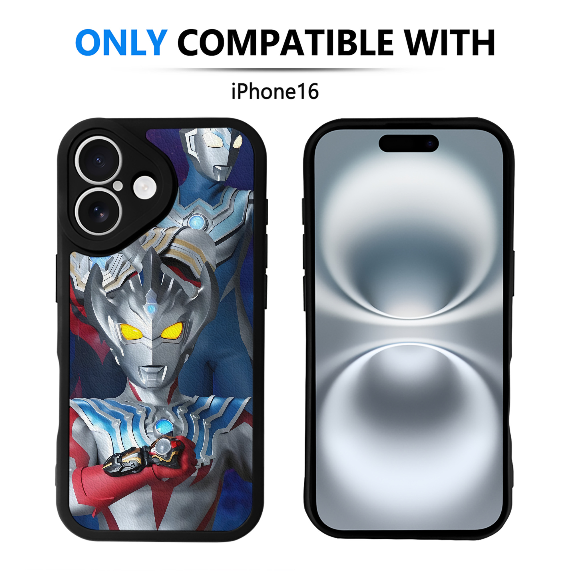 （画像用） ウルトラマン Ultraman 【iPhone 16シリーズ対応】シリコンスマホケース（レザー調） 材質：シリコン